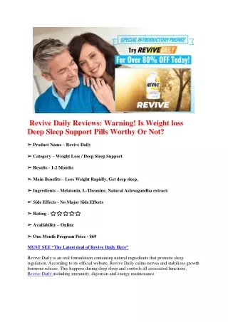 revive daily reviews warning is weight loss deep