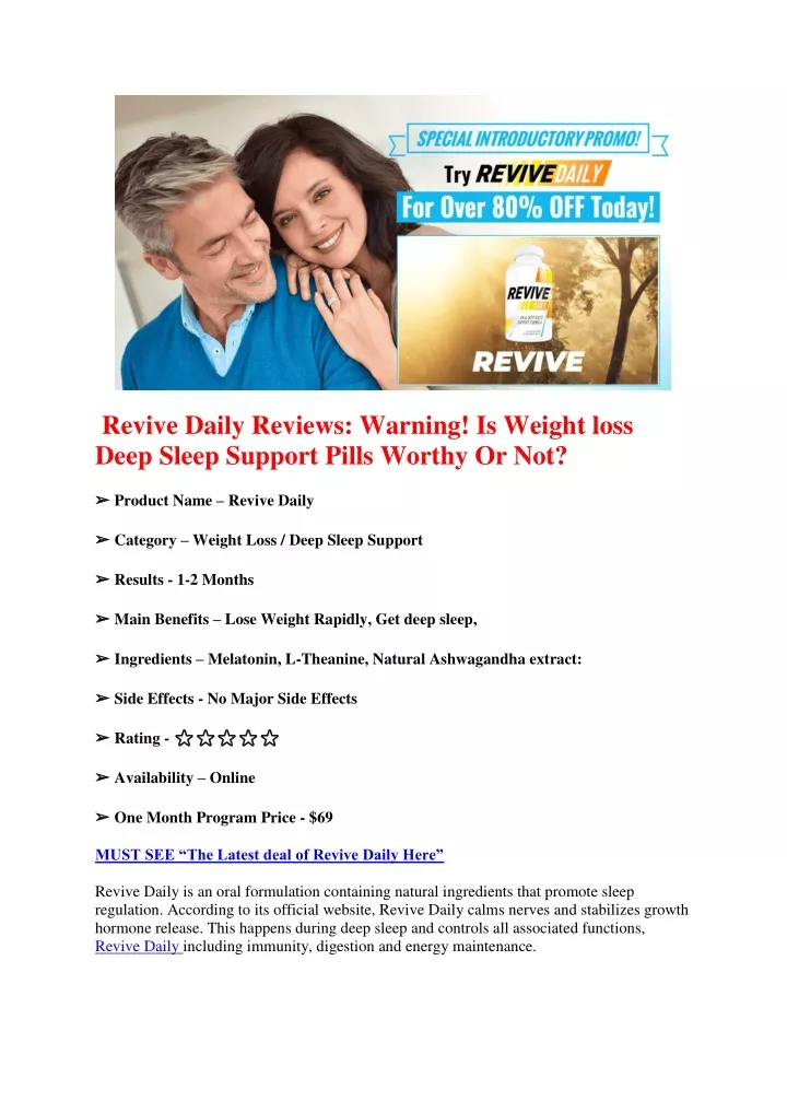 revive daily reviews warning is weight loss deep