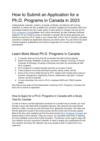 How to Submit an Application for a Ph.D. Programs in Canada in 2023