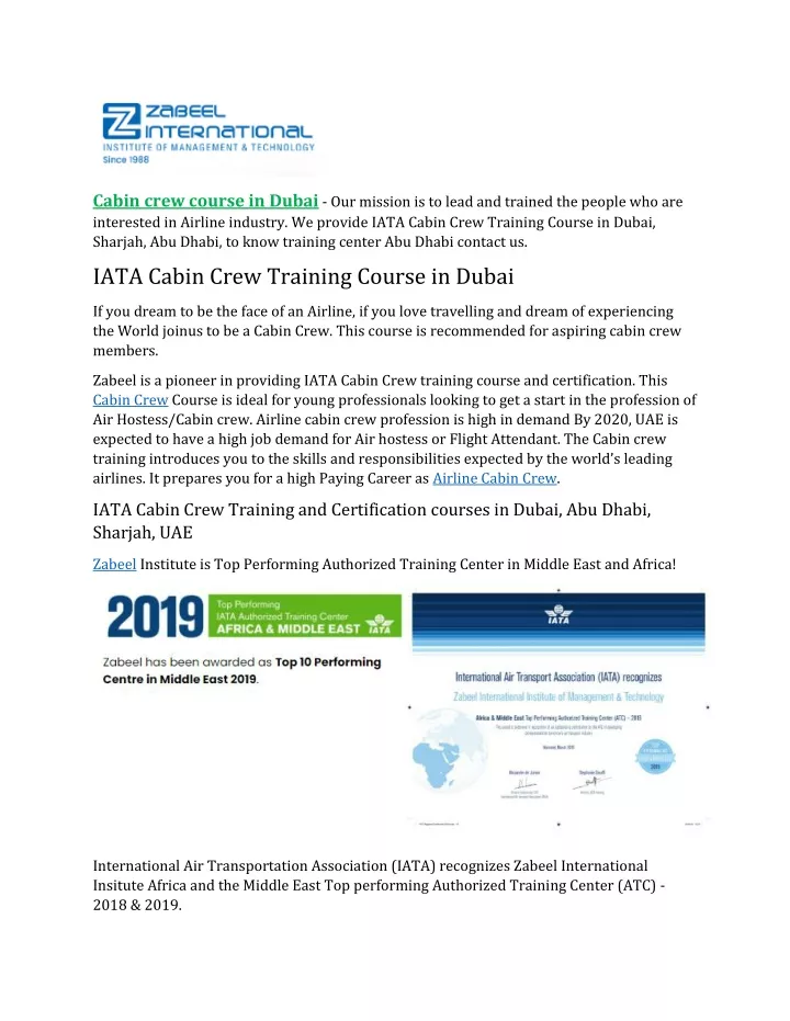 cabin crew course in dubai our mission is to lead