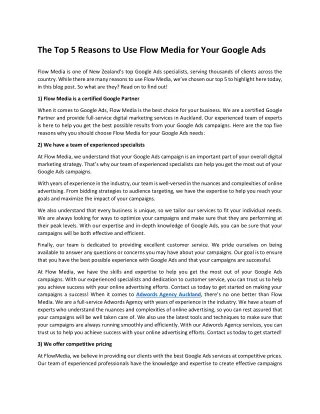 The Top 5 Reasons to Use Flow Media for Your Google Ads