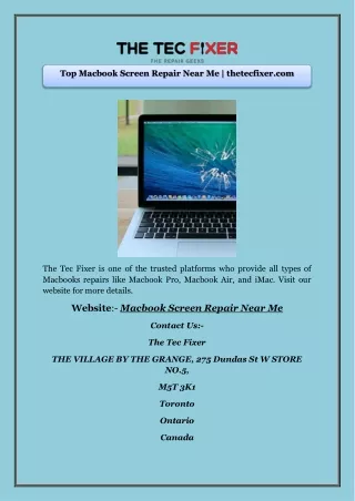 Top Macbook Screen Repair Near Me | thetecfixer.com