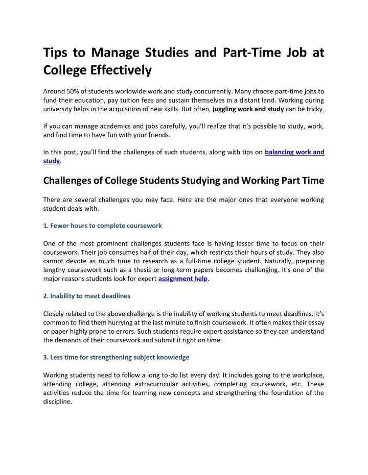 tips to manage studies and part time