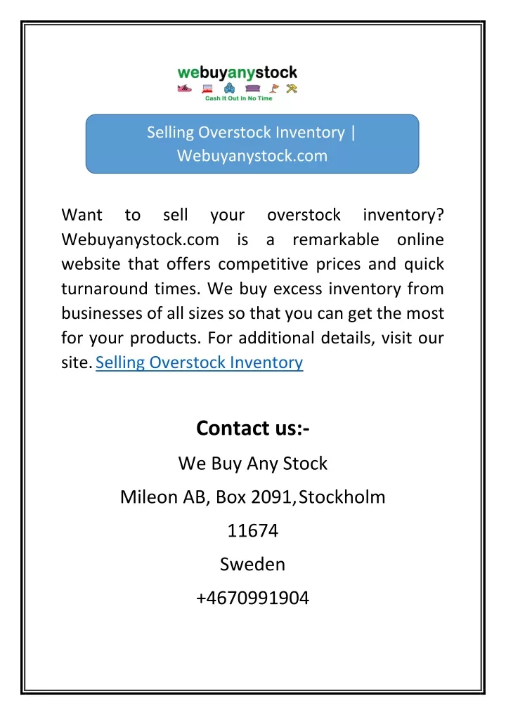 selling overstock inventory webuyanystock com