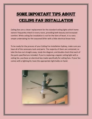 Some Important Tips About Ceiling Fan Installation