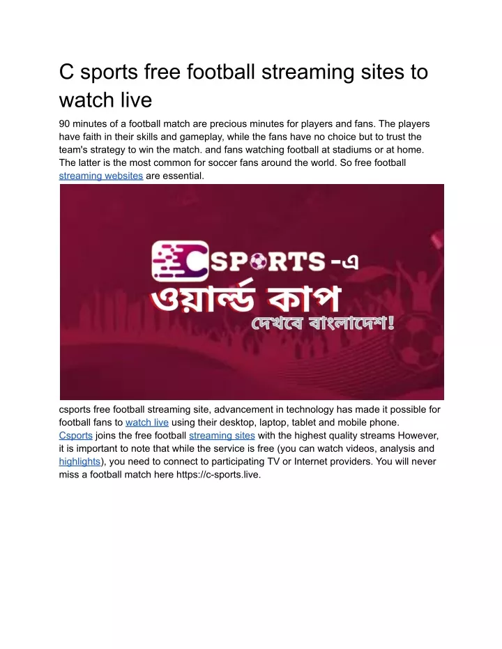 c sports free football streaming sites to watch