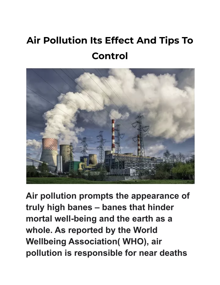 air pollution its effect and tips to control