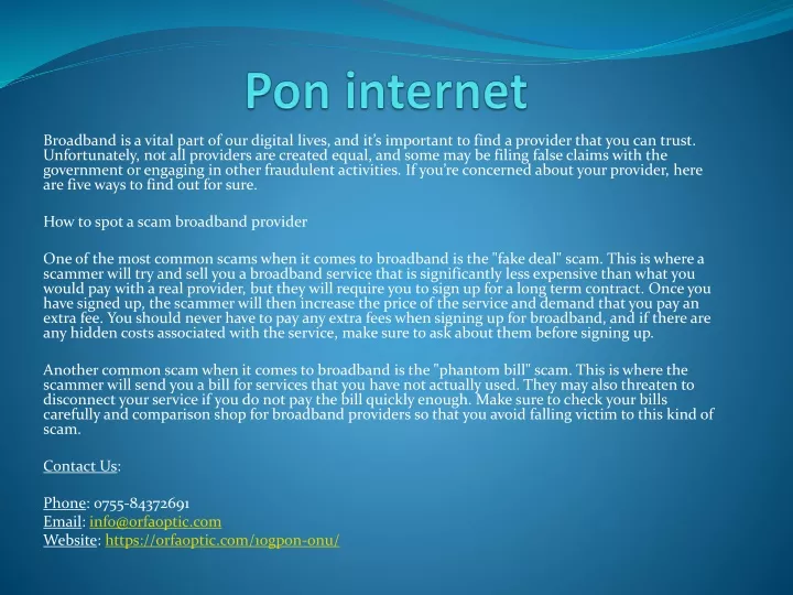 pon internet