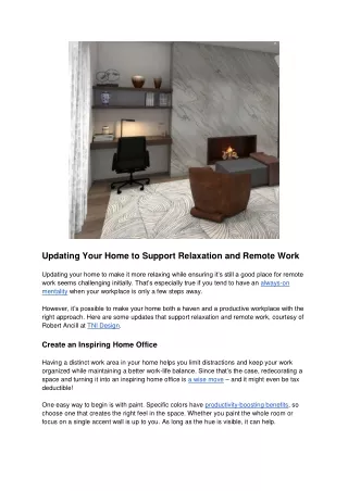 updating your home to support relaxation