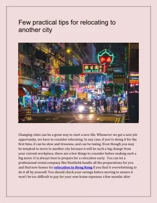 Few practical tips for relocating to another city