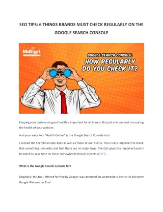 SEO TIPS_ 6 THINGS BRANDS MUST CHECK REGULARLY ON THE GOOGLE SEARCH CONSOLE