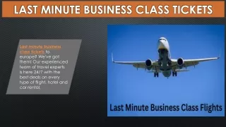 Last Minute Business Class Tickets