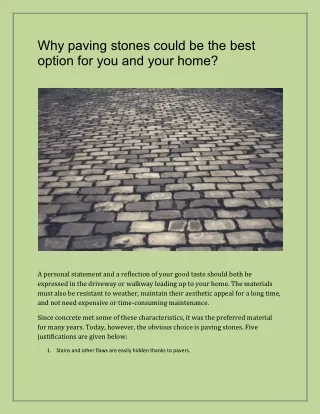 Why paving stones could be the best option for you and your home