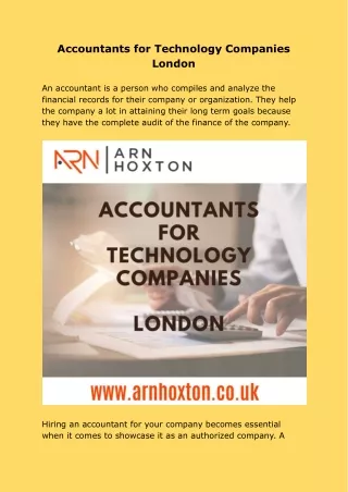 Accountants for Technology Companies London