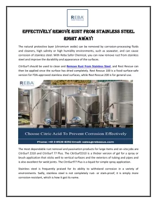 effectively remove rust from stainless steel