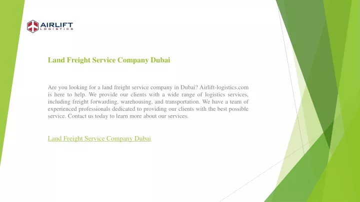 land freight service company dubai