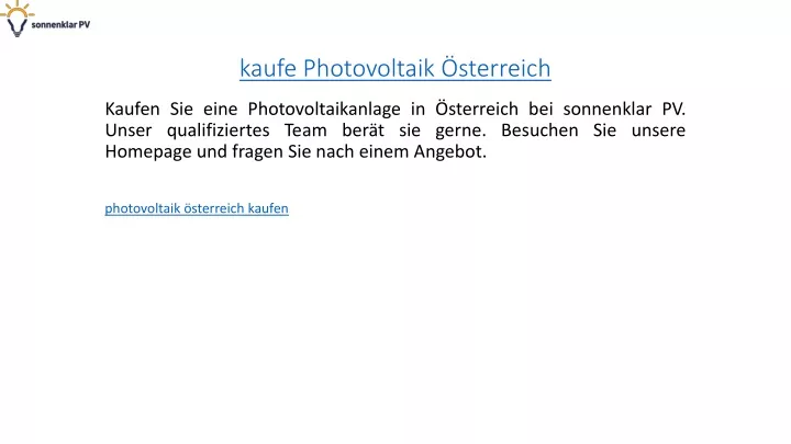 kaufe photovoltaik sterreich