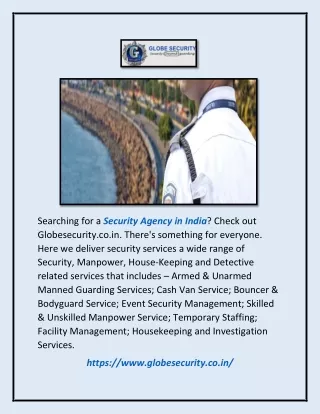 Security Agency in India | Globesecurity.co.in