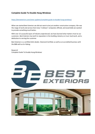Complete Guide To Double Hung Windows
