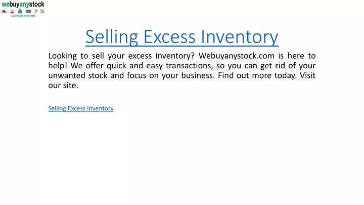 selling excess inventory