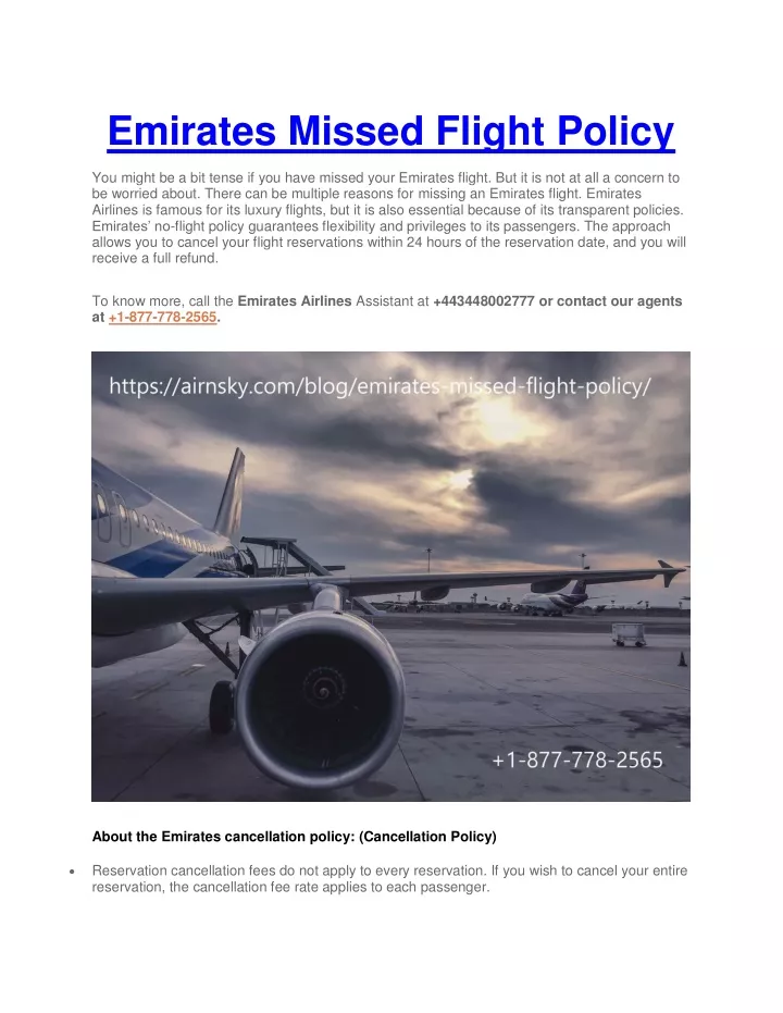 emirates missed flight policy