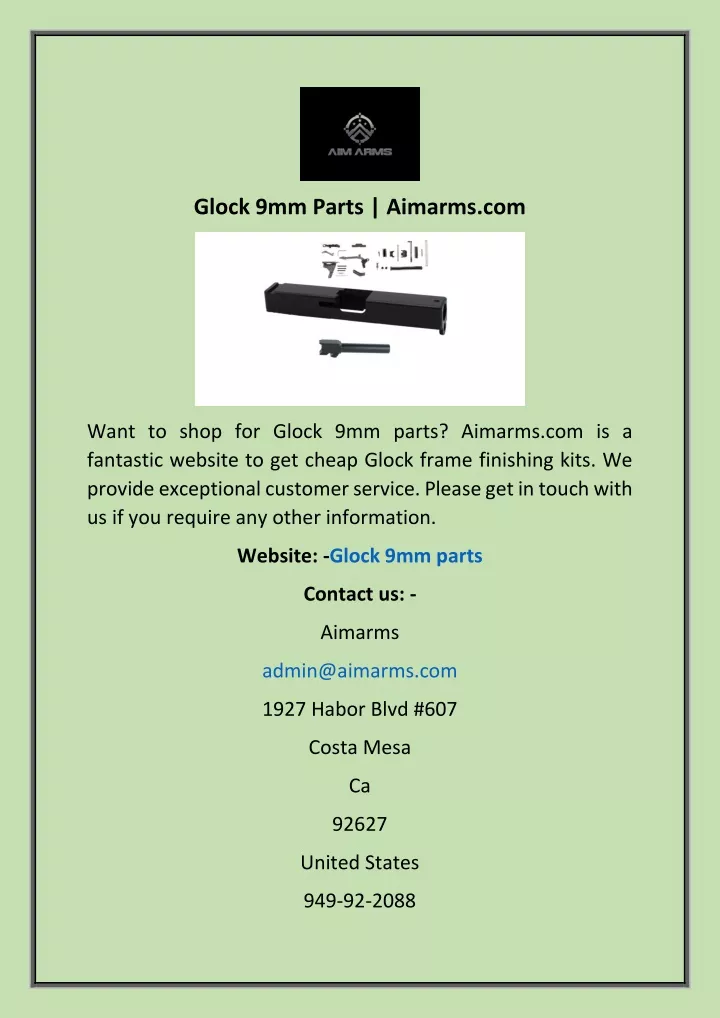 glock 9mm parts aimarms com