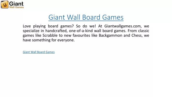 giant wall board games