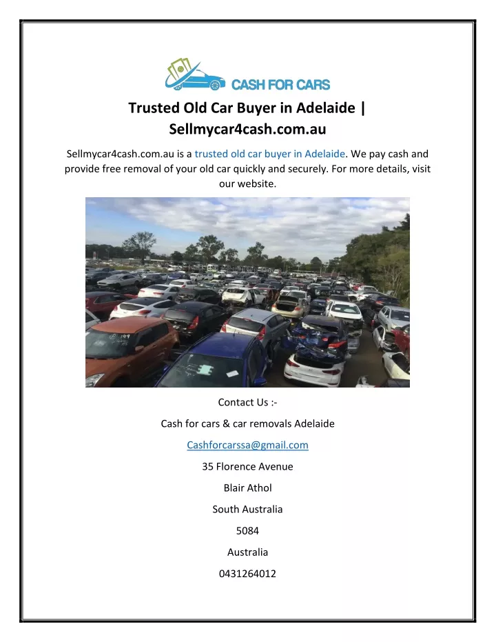 trusted old car buyer in adelaide sellmycar4cash