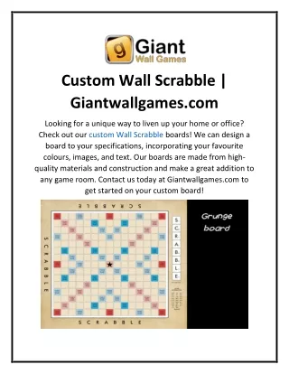 Custom Wall Scrabble  Giantwallgames.com