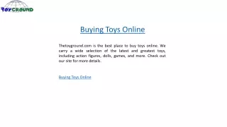 Buying Toys Online  Thetoyground.com