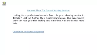 Ceramic Floor Tile Grout Cleaning Services  Cipkarrestoration.ca