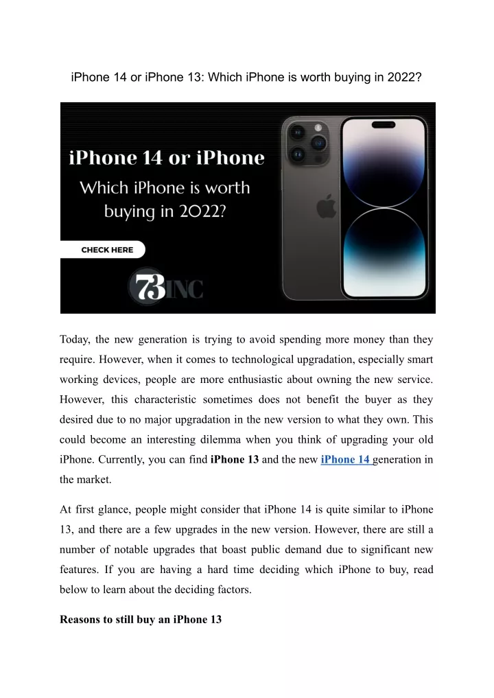 iphone 14 or iphone 13 which iphone is worth