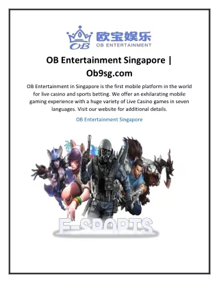 OB Entertainment Singapore  Ob9sg.com