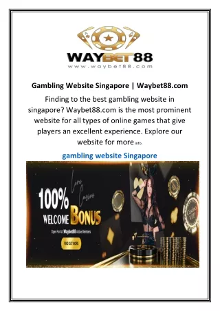 Gambling Website Singapore Waybet88.com