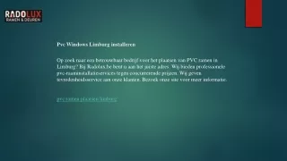 Pvc Windows Limburg installeren  Radolux.be
