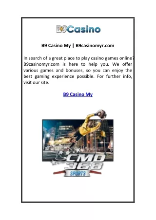 B9 Casino My  B9casinomyr.com