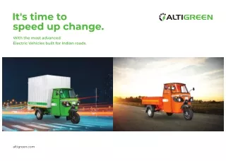 Altigreen - Best Electric 3 Wheeler, Best EV Cargo Company in Bangalore India