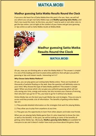 madhur guessing satta matka results round