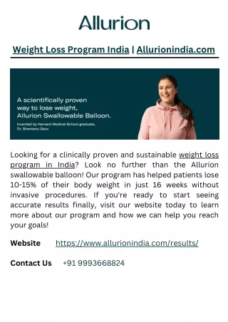 Weight Loss Program India | Allurionindia.com