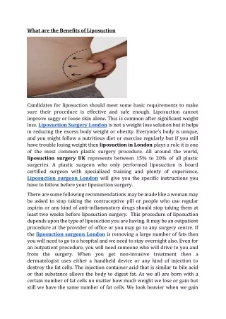 what are the benefits of liposuction