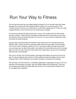 Untitled document Run Your Way to Fitness