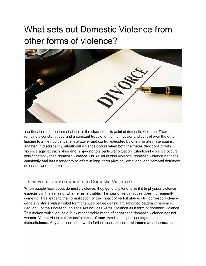what sets out domestic violence from other forms