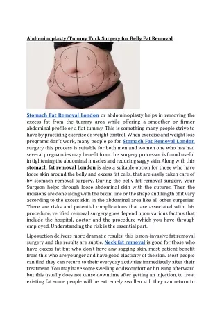 Abdominoplasty/Tummy Tuck Surgery for Belly Fat Removal