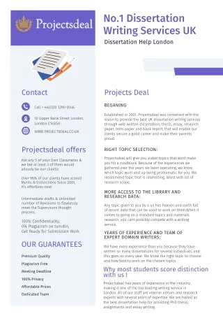 Dissertation Writing help UK - Projects Deal