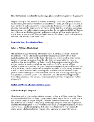 HOW TO SUCCEED IN AFFILIATE MARKETING