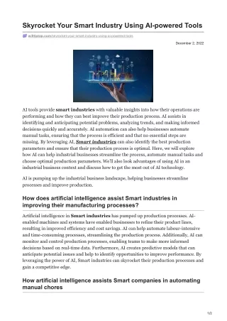 skyrocket your smart industry using ai powered