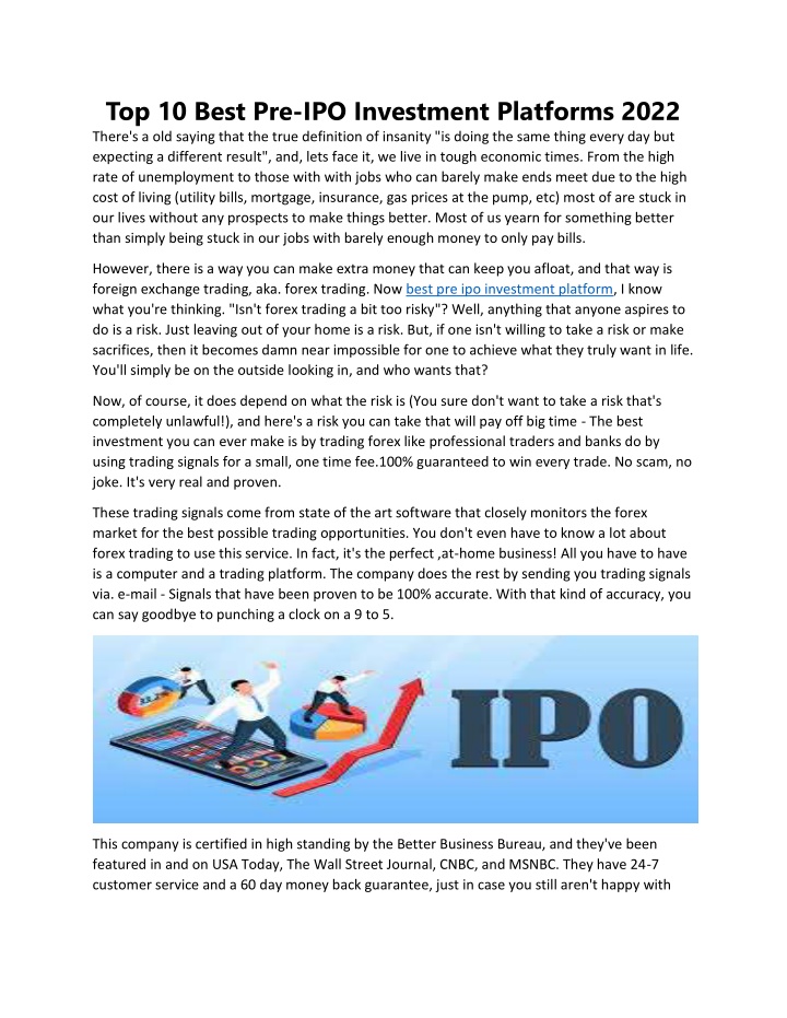 top 10 best pre ipo investment platforms 2022