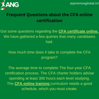 Frequent Questions About The CFA Online Certification