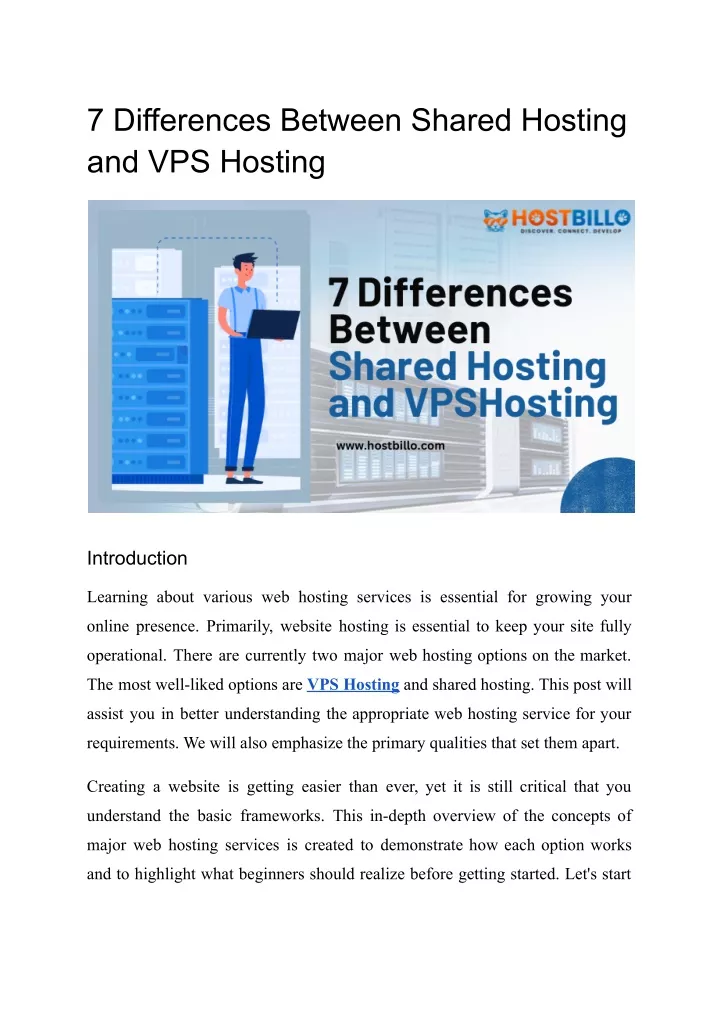 7 differences between shared hosting