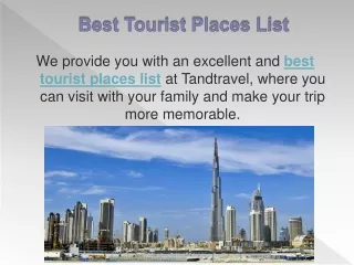Best Tourist Places List
